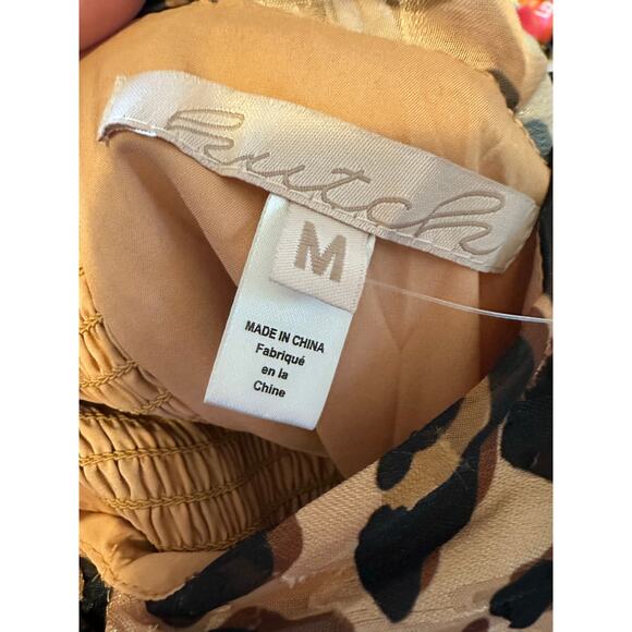 Hutch Animal Print Twist-Front Puff-Sleeve Ruffle-Hem Dress Medium New - Picture 8 of 10